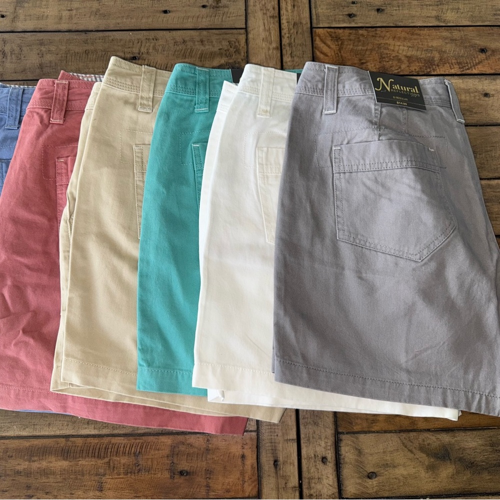 Natural Reflections Spring Valley Twill Shorts Set of 6 - NWT Size 8.